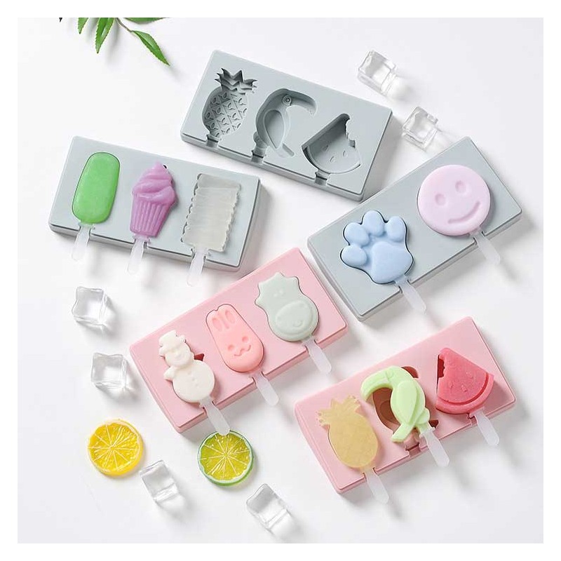 Adorable Ice Cream Molds - Snowman, Hippo, Bunny, Pineapple, Smiley Face, Cat Paw Shapes - Silicone Popsicle Molds Supplier