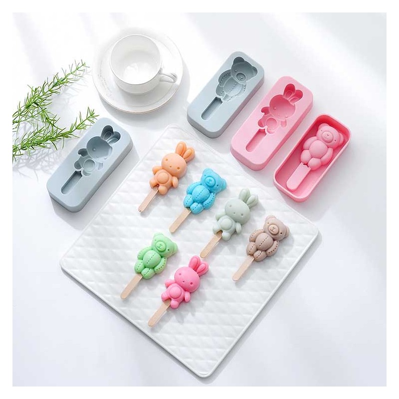 Fun Bunny/Bear Shaped Cheese Stick Popsicle Mold - Enjoy Imaginative Frozen Desserts silicone popsicle molds