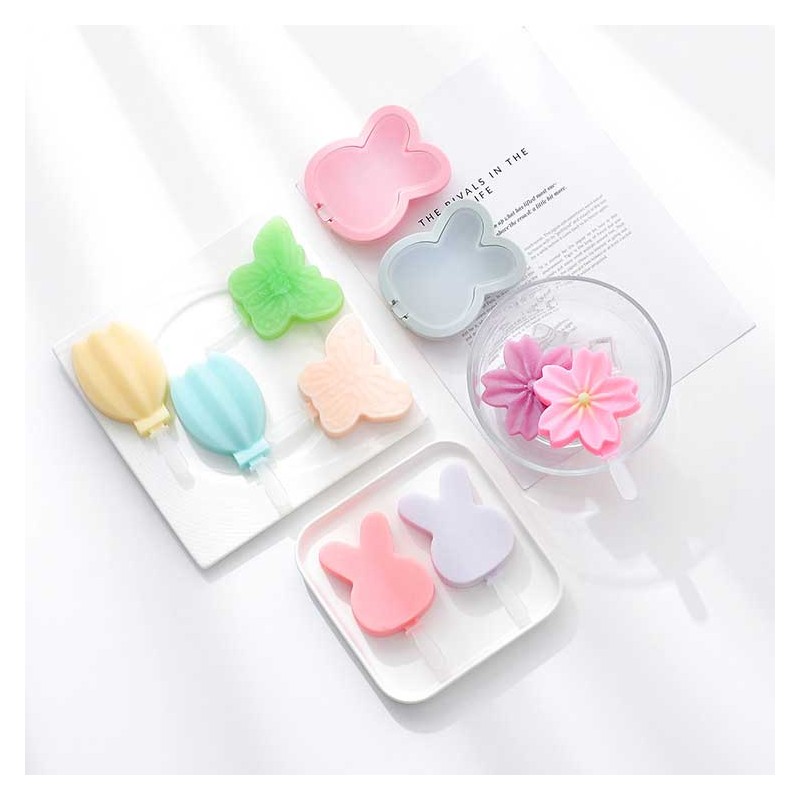 Wholesale In-Stock Cute Cherry Blossom/Banana/Butterfly/Rabbit Silicone Popsicle Molds - Create Adorable Frozen Treats