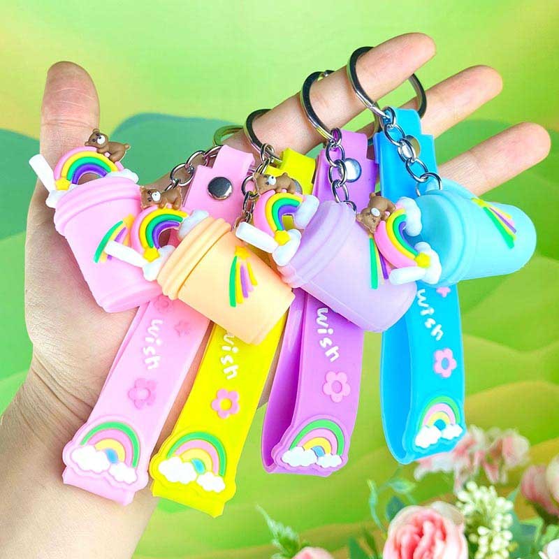 Ready Stock 3D Doll Rainbow and Bear Boba Keychain –  Cute Bag Charm with Lanyard, Perfect for Student Bag Charms or Small Gift and Giveaways