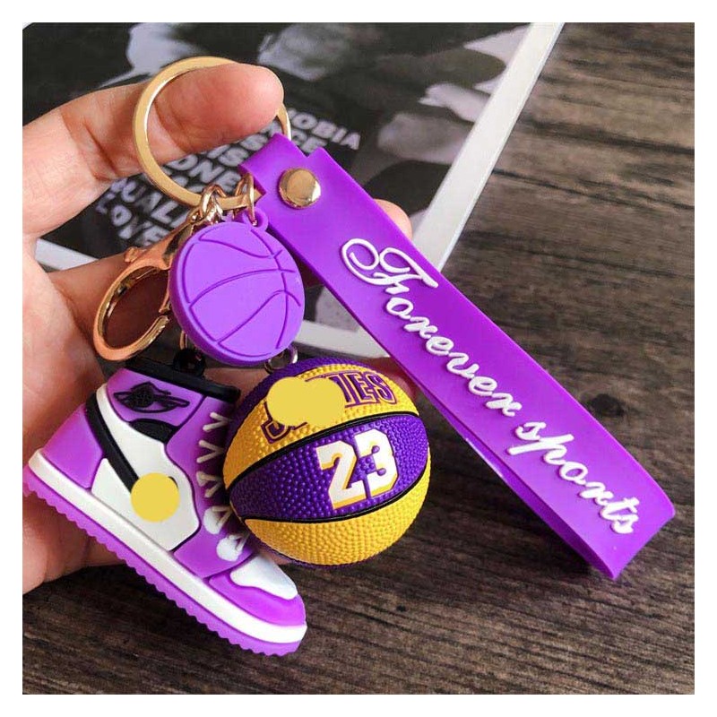 Basketball Star Sneaker Keychains, Cute Silicone Basketball Shoes Keychain with A Lanyard, Ideal Backpack Charm Bag Charm Gift