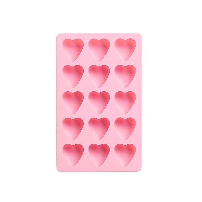 Covered Ice Cube and Jelly Silicone Mold Set with Square, Heart, Circle, and Strawberry Shapes