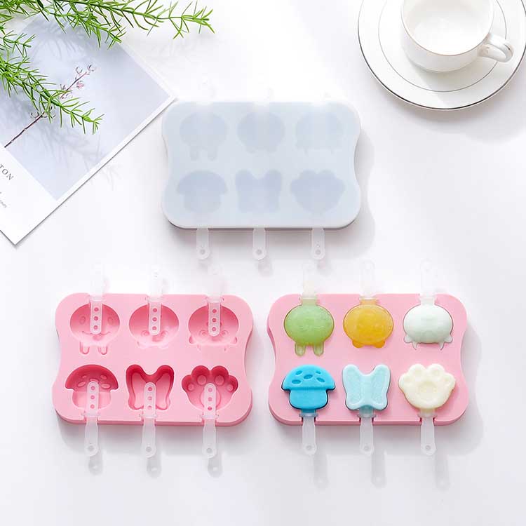FunTreats Silicone Popsicle Molds - Cat Paw, Butterfly, Mushroom, Panda, Calf Ice Pop Ice Cream Molds
