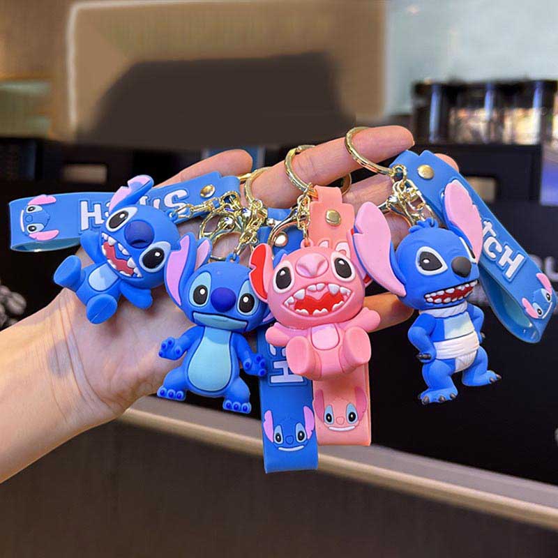 Cute Stitch Silicone Keychain: High-Quality Soft glue 3D Figurine couple pendant, Ideal for Bag Charm & Backpack Pendant