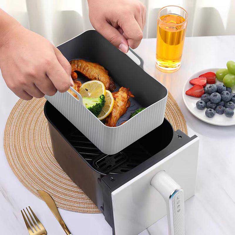 Durable Reusable Air Fryer Food-Grade Silicone Bakeware Liners - Food-Grade, with Carrying Handles (2 Sizes)