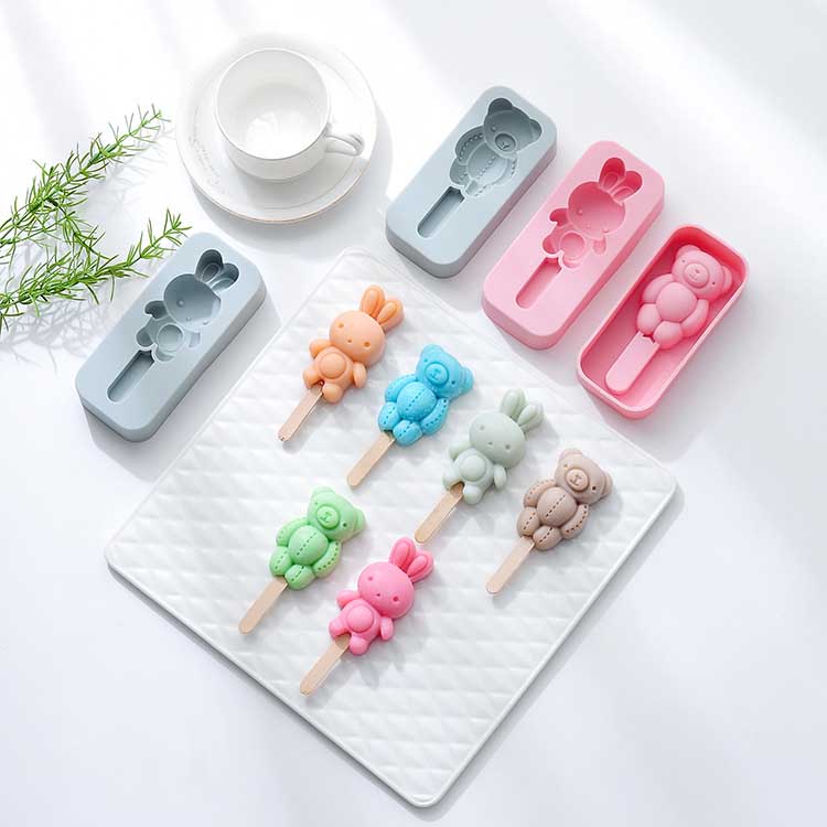 Fun Bunny/Bear Shaped Cheese Stick Popsicle Mold - Enjoy Imaginative Frozen Desserts silicone popsicle molds