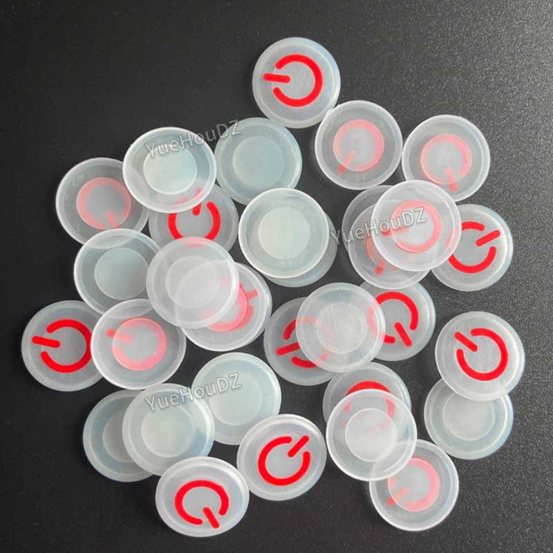 Transparent white silicone keycaps with screen printing Power button icons are suitable for LED lamps and lighting switch buttons