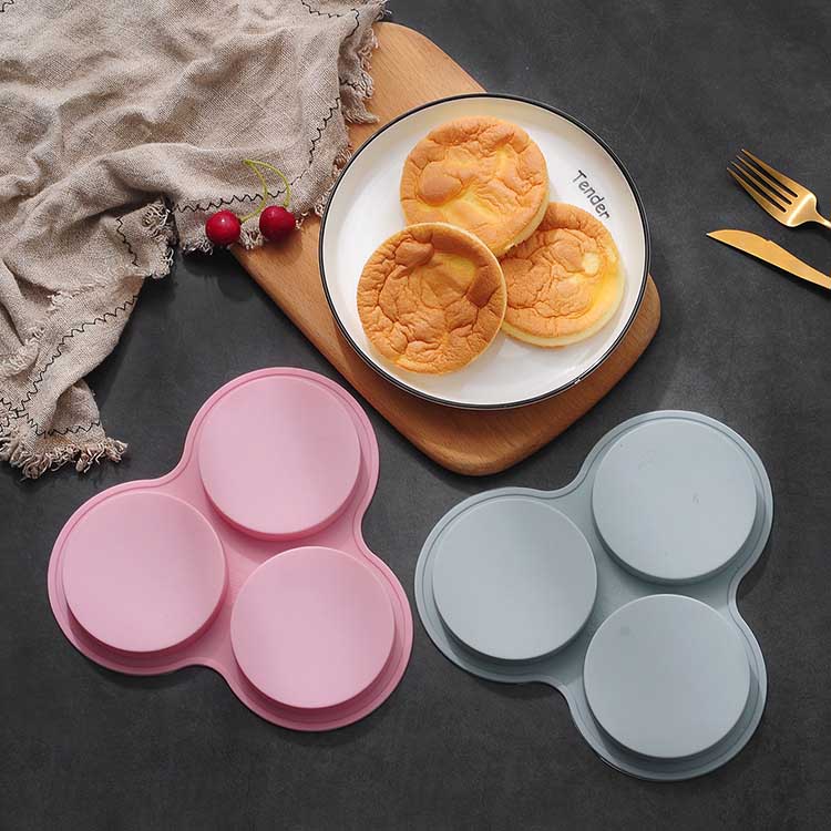Silicone Round 4-Inch Cake Mould with 3-Cavity Cylinder Shaped DIY Baking Pan Pizza Baking Tool In Stock