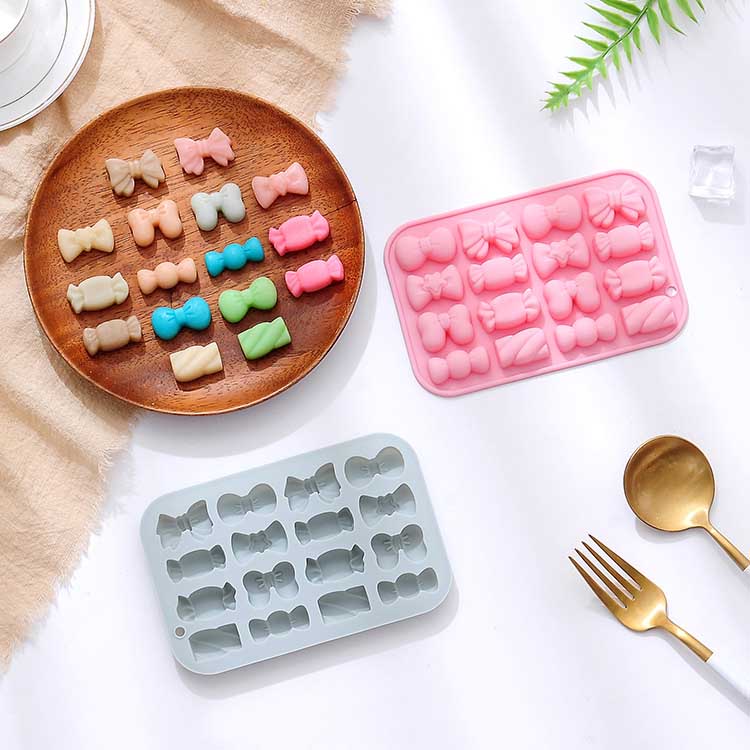 Silicone Baking Mold with 16 Cavities, 8 Different Candy Shapes, for Chocolate, Cakes, Treats, Gummies, Baking, and Freezing