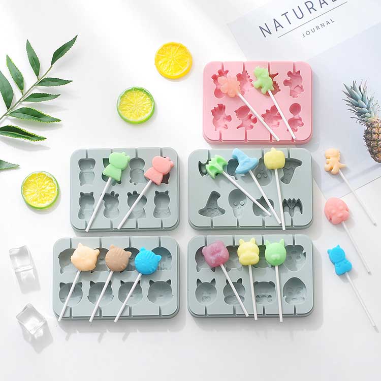 Multi-functional Silicone Popsicle Molds - Perfect for Baking and Ice Cream Making - Cute Dinosaur, Dolphin, Lobster, Pig, Halloween Party Shapes