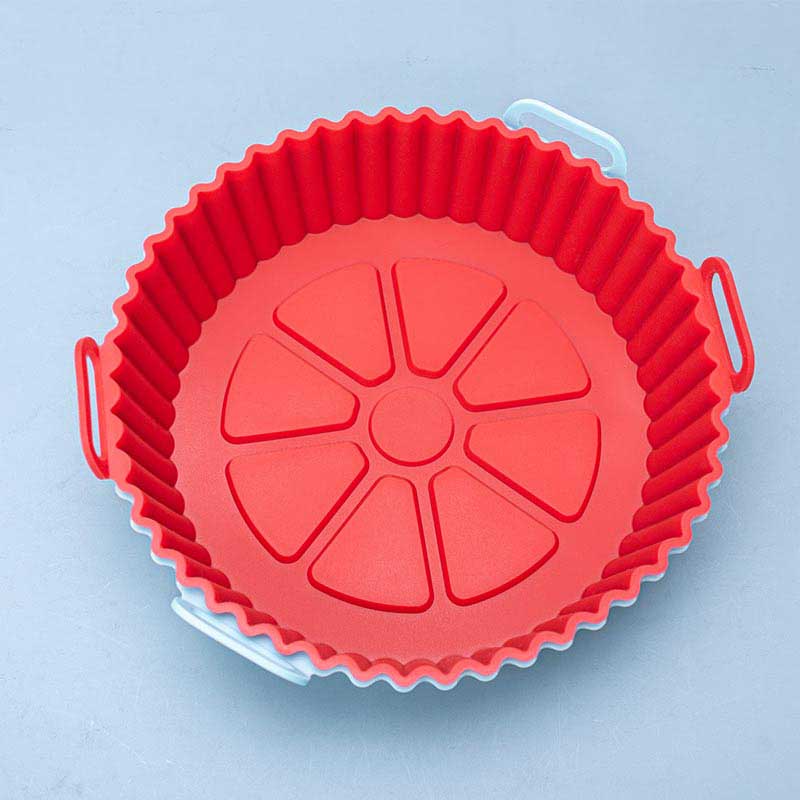 High-Temperature Resistant Round Silicone Bakeware Pan, 195mm Diameter - Perfect for Fries, Pizza, and Chicken