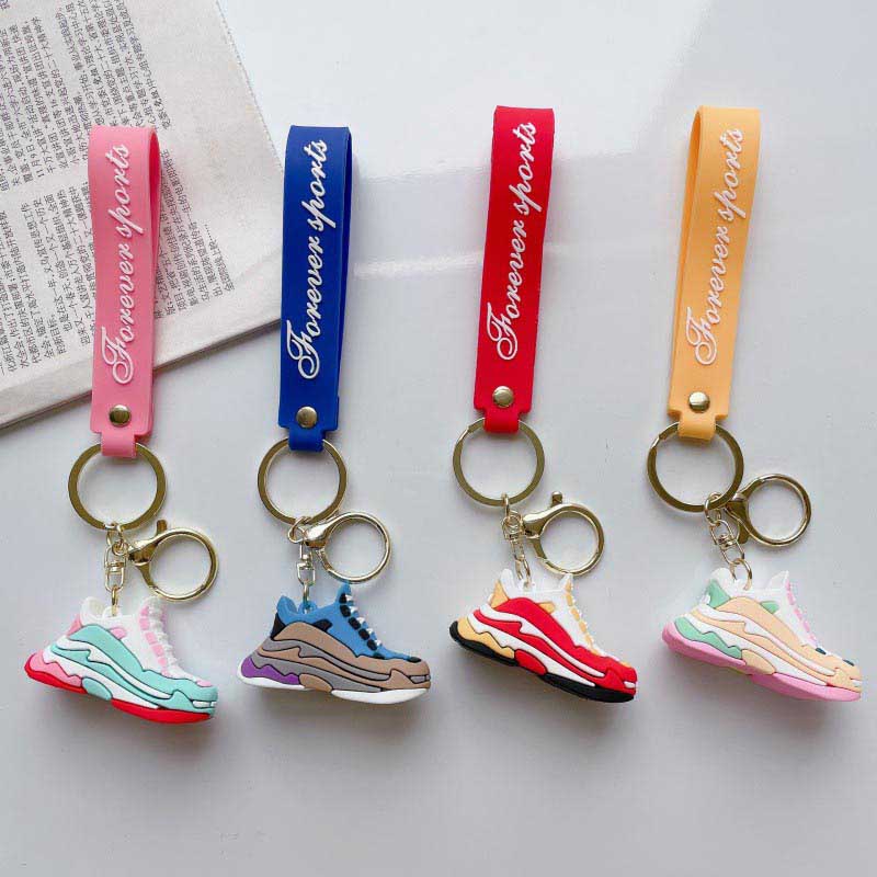 Custom Silicone Dad Shoes Keychain with Lanyard – Cute 3D Figurine Backpack Charm Factory Wholesale