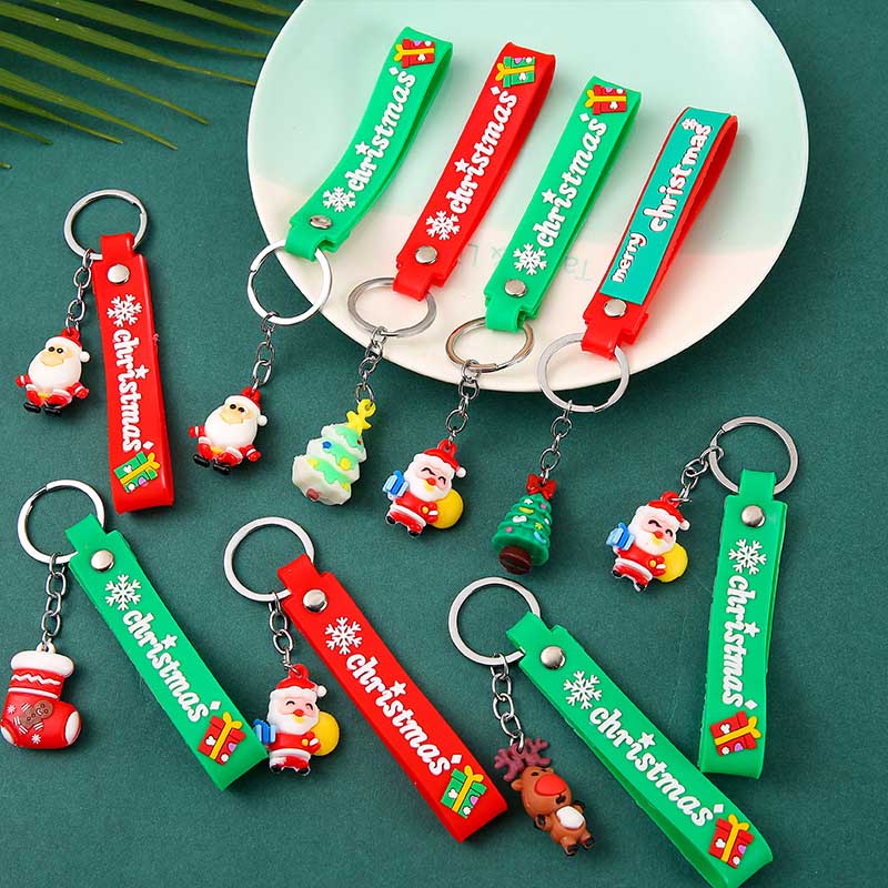 Christmas Silicone Keychain with Santa Claus and Christmas Tree - Great for Promotions and Kindergarten Gifts