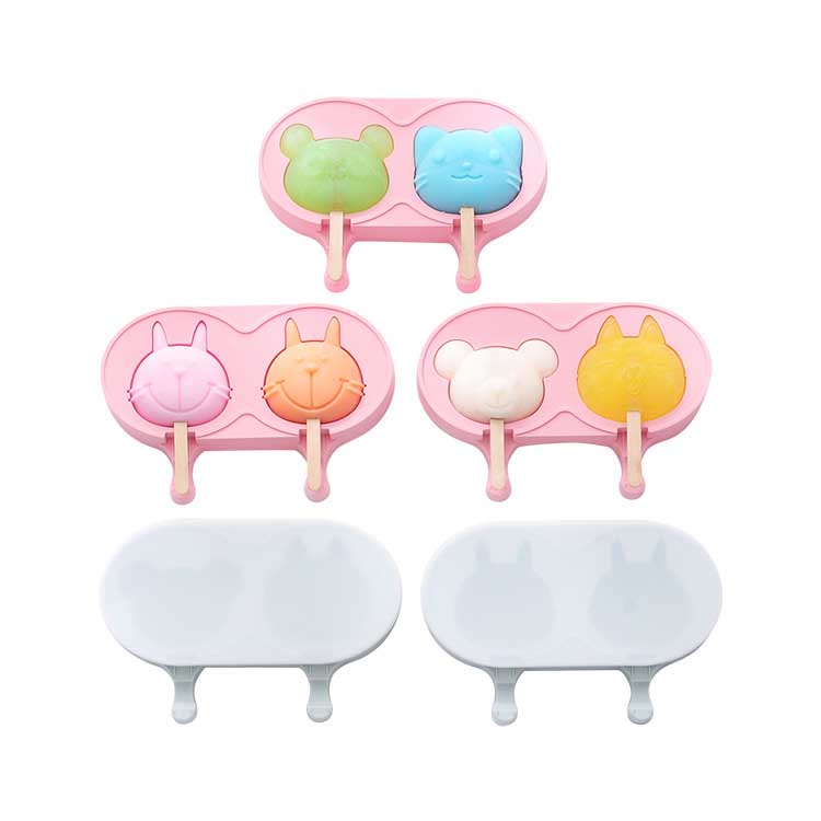 In-Stock Silicone Cat Head/Bear Head Ice Cream Popsicle Molds - Shape Cute and Tasty Ice Treats