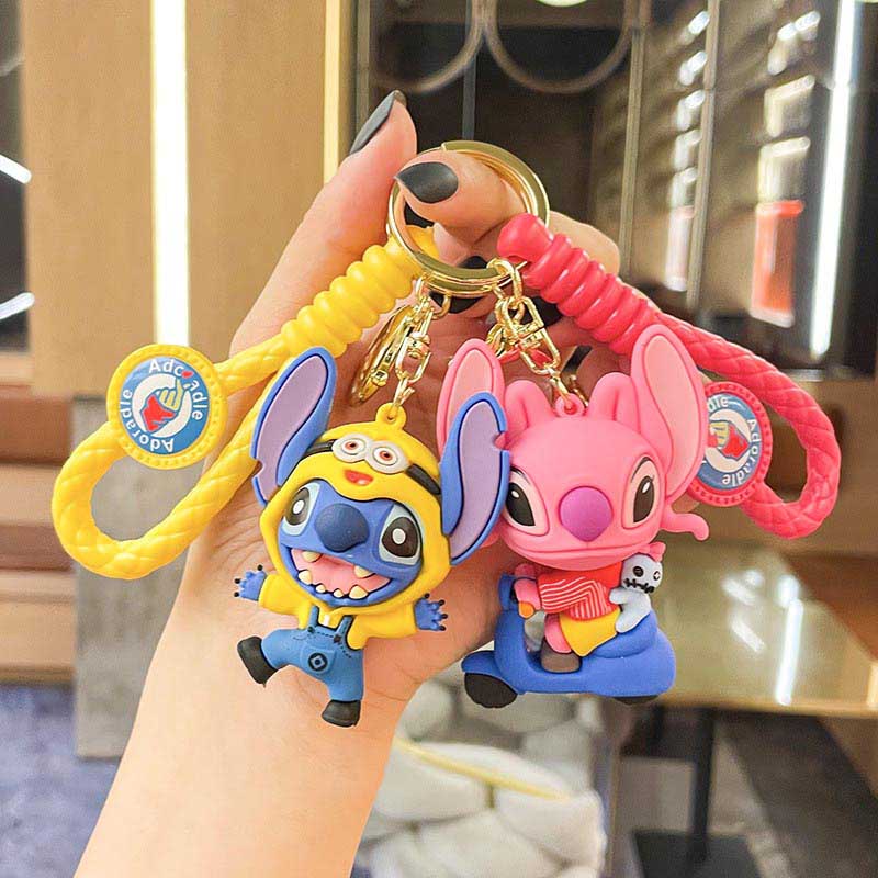 Skateboarding, horseback riding, riding an electric car, Stitch Silicone keychain Backpack Pendant Factory Wholesale