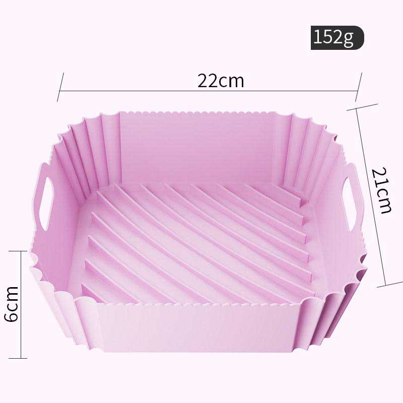 22cm Square Air Fryer Silicone Bakeware - Food-Grade, Non-Stick Bakeware with Carrying Handles