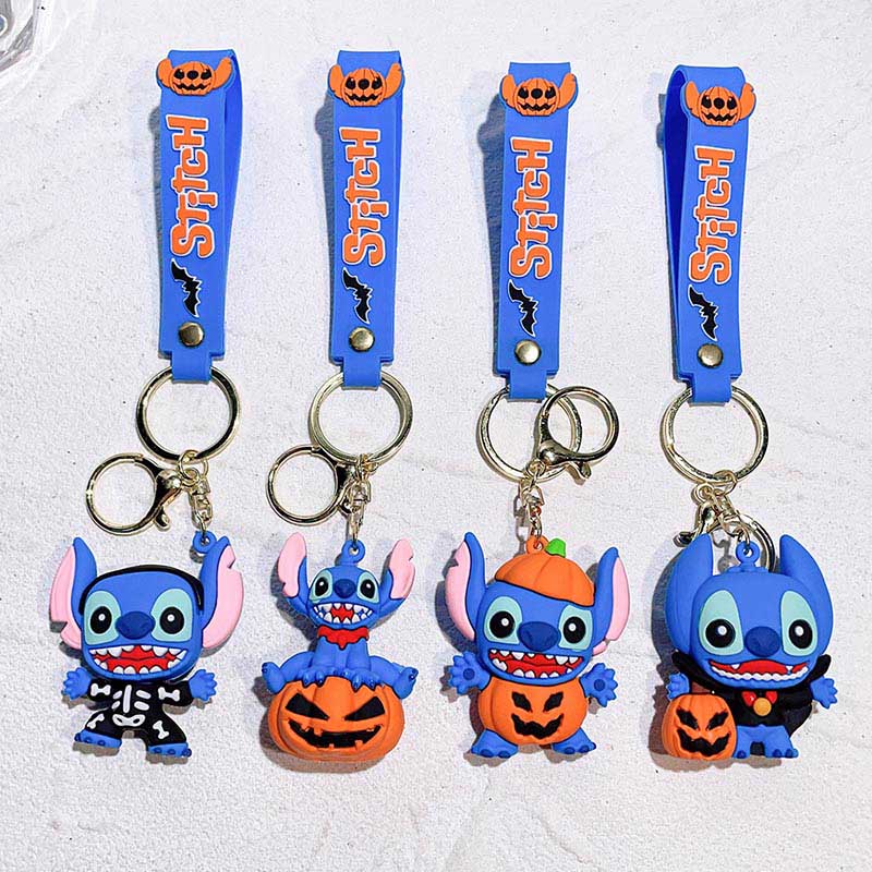 Ready Stock Halloween Pumpkin Stitch 3D Silicone Keychain - Cute, Factory Wholesale, Perfect for Backpack Charm Gift