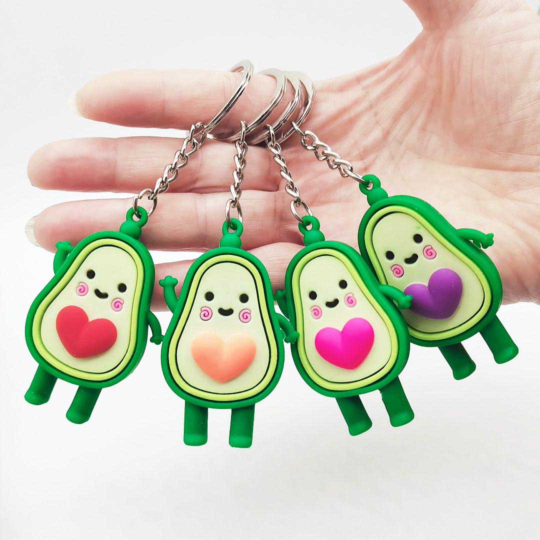 waving hello 3D figurine heart shape avocado keychain Bag Charm Gift custom manufacturer Ready Stock Wholesale