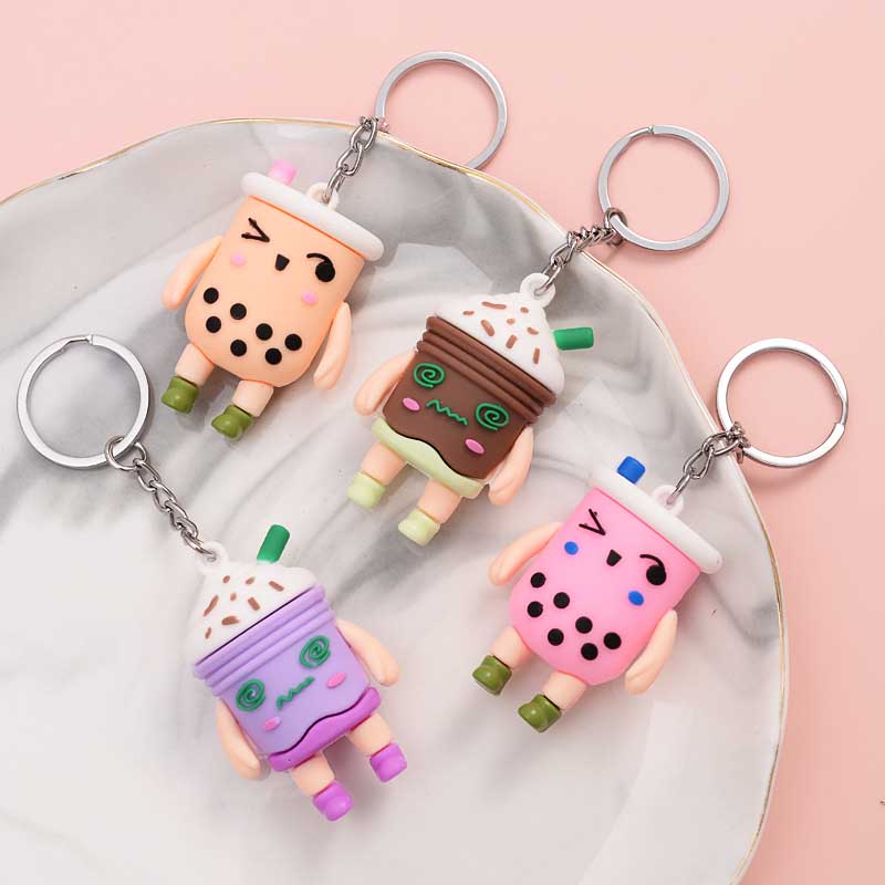 Colorful and Adorable Boba Keychain with Multiple Expressions - Fun and with metal keyring