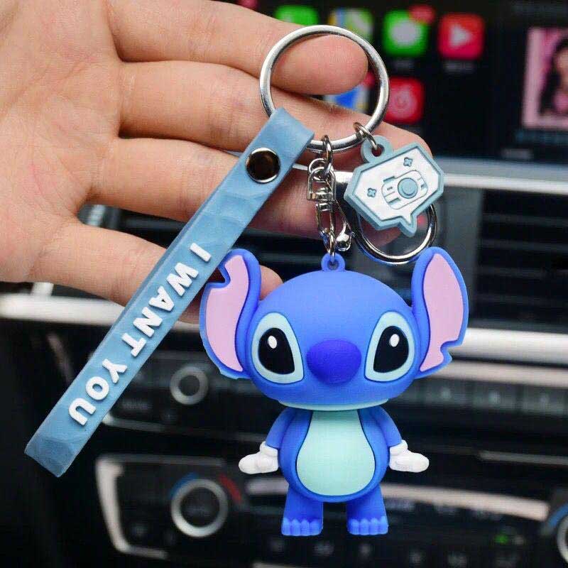 Factory Wholesale Ready Stock: Cute 3D Stitch Keychain – Silicone Figurine Backpack Charm with Lanyard -Instagram Celebrity Bag Pendant
