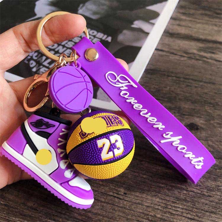 Basketball Star Sneaker Keychains, Cute Silicone Basketball Shoes Keychain with A Lanyard, Ideal Backpack Charm Bag Charm Gift