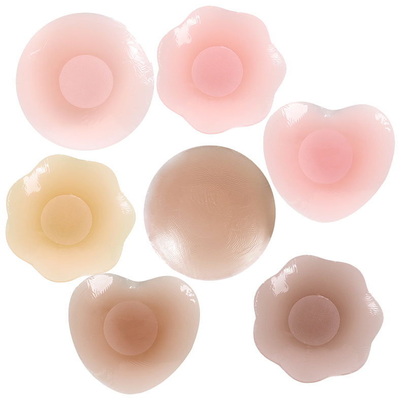 Invisible Silicone Nipple covers for slings with non-woven protective bumps, round love petal-shaped nipple pasties