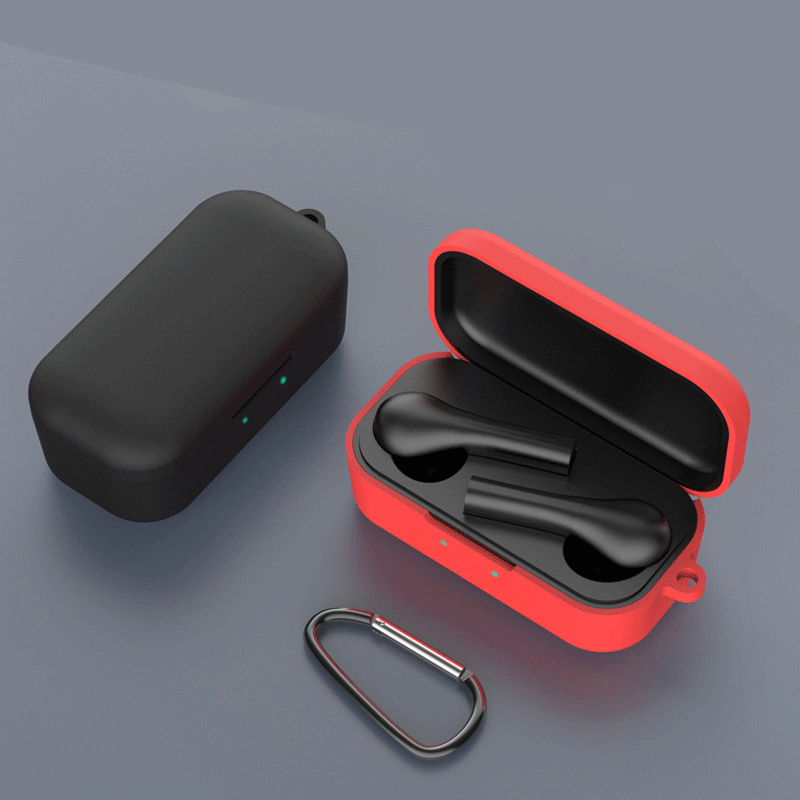 Compatible with QCY Bluetooth Earbuds Case Silicone Cover with Carabiner
