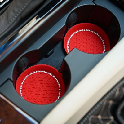 Diamond-Embedded Car Silicone Coasters - Anti-Slip Heat Insulation and Shock Absorption Pads