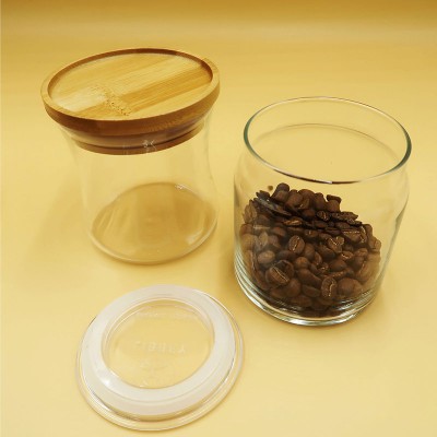 Glass Jar Bamboo Lid with Food-Grade High-Temperature Resistant Silicone Gasket and O-Ring