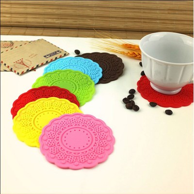 Beautiful Floral-Patterned Silicone Coasters with Anti-Slip Base