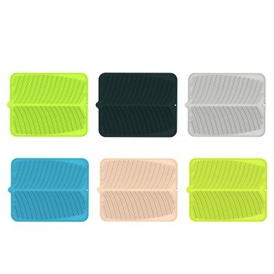 Hot-selling on Amazon Kitchen Silicone Mats with Concave-Convex Leaf Texture on the Surface and Drainage Groove Pad