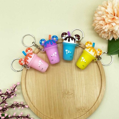 Custom Silicone Mini Simulated Food Boba Keychain: Cute Ice Cream Milk Tea Lanyard Charm