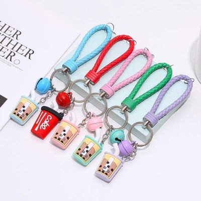 Limited Stock! 3D Silicone Boba Milk Tea Keychain - This cute Backpack Charm with a Small Bell and Braided rope is a perfect Gift for Students