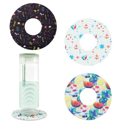 Suction Cup-Attached Silicone Coasters for Cups with Printable Beautiful and Cute Designs