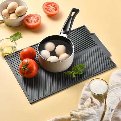 Bar Counter Anti-Slip Drainage Silicone Mats with Spoon Rest Wave Pattern Table Mats