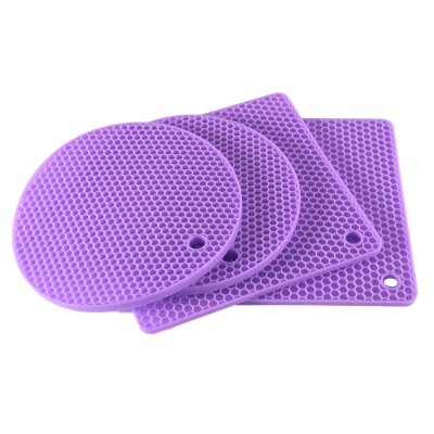 Circular and Square Honeycomb Texture Silicone Mats for Tableware and Pots  