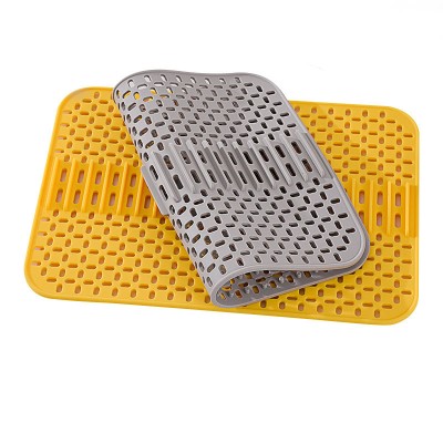 Kitchen Pots and Bowls Heat Insulation Silicone Drainage Mats with Hanging Holes Factory Wholesale