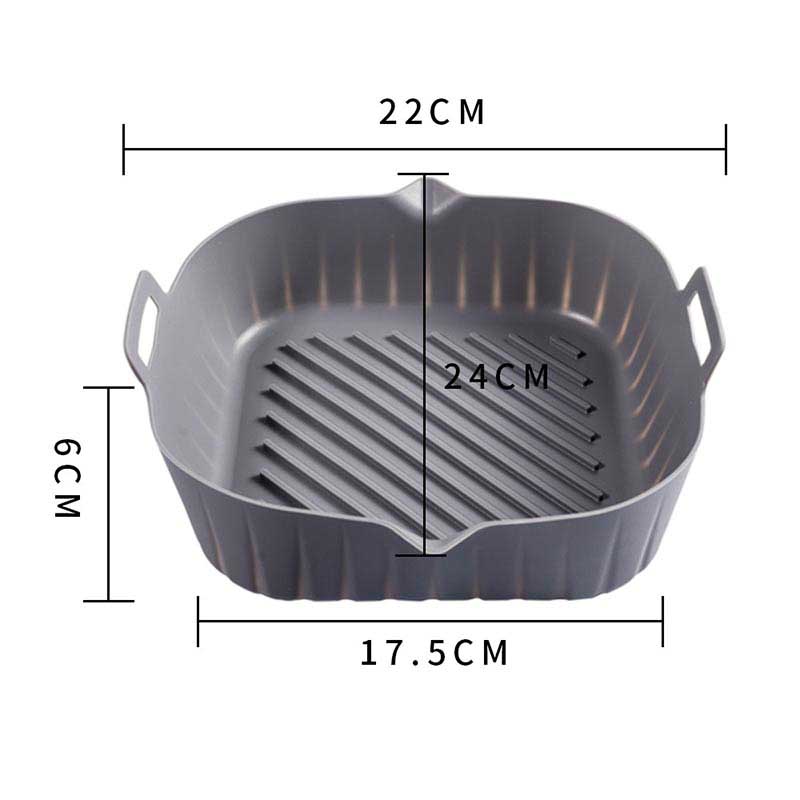 diameter 22cm Air Fryer Silicone with Pouring Lip - BPA-free Food-Grade Silicone  Bakeware with Carrying Handles