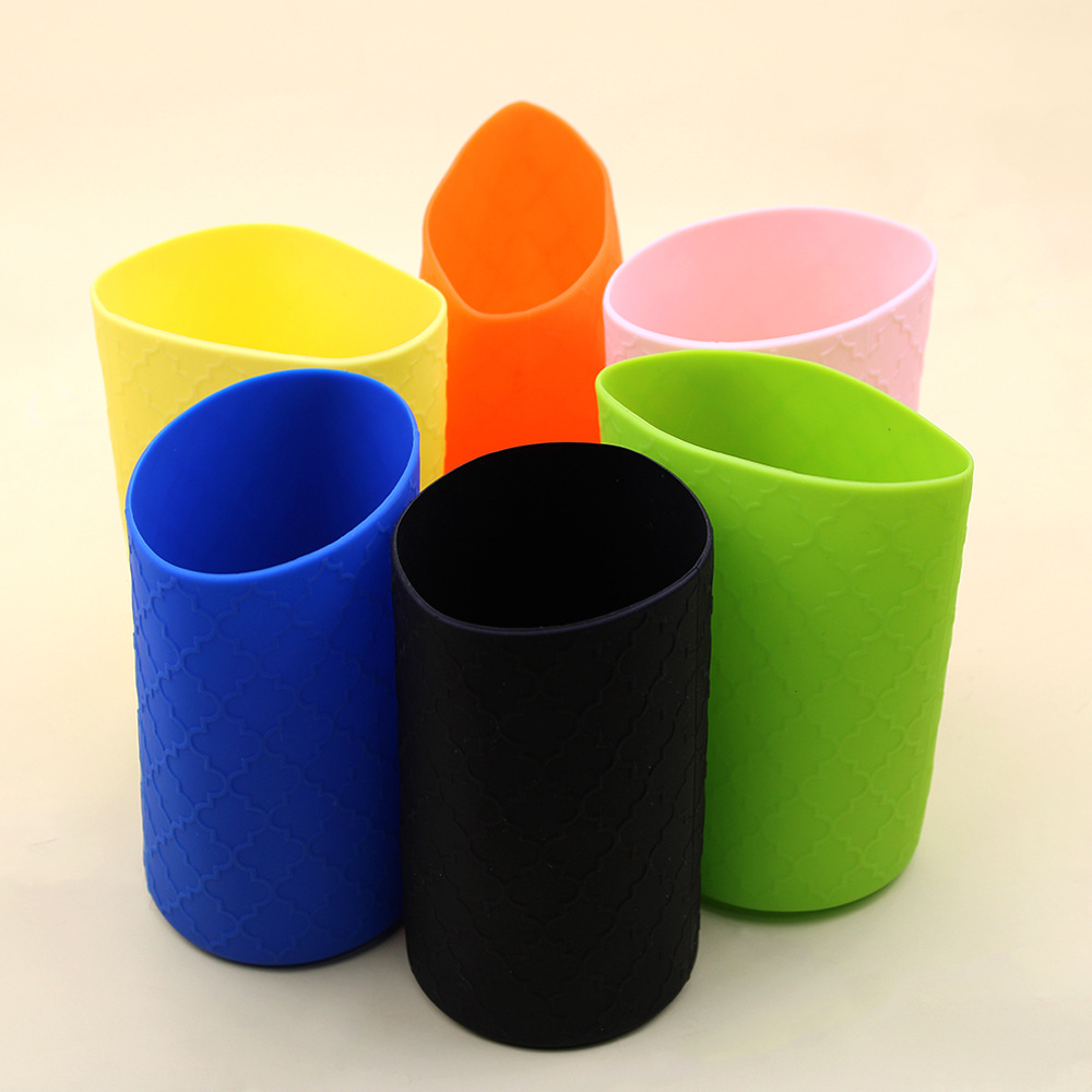 Outer Diameter 6.5cm Height 11.5cm Water Bottle Silicone Sleeve Surface Design Non-slip Pattern Texture Cup Scratch-resistant Silicone Sleeve