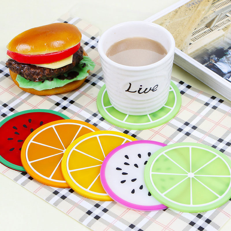 Colorful Orange, Lemon, and Mandarin-Shaped Silicone Coasters Wholesale