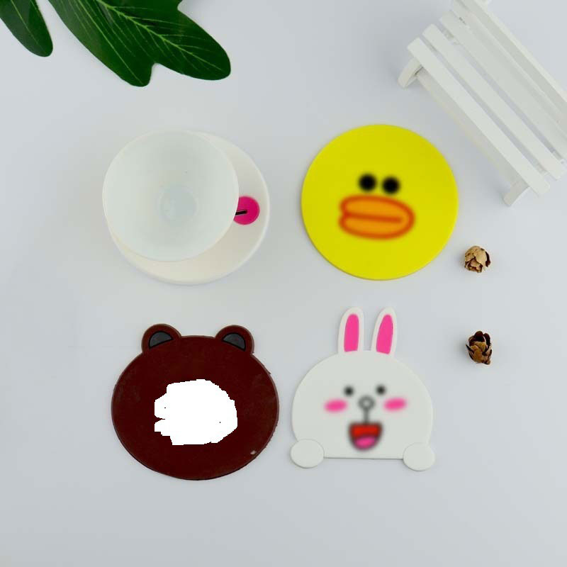 Multi-style Cute Cartoon PVC Soft Rubber Cup Mats - Anti-slip and Heat-resistant Pads