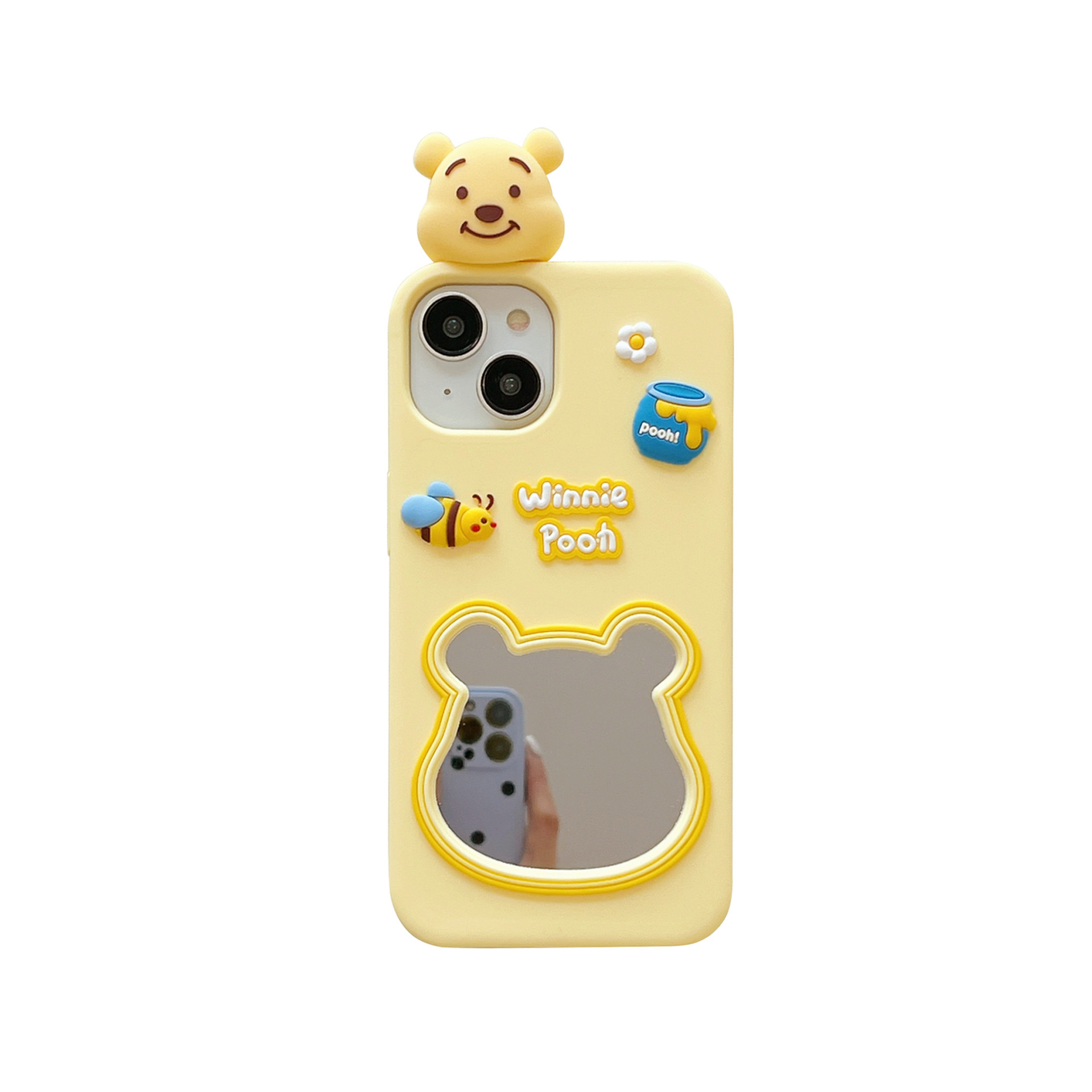 Bear-shaped phone casing with a mirror on the back silicon mobile cover customized