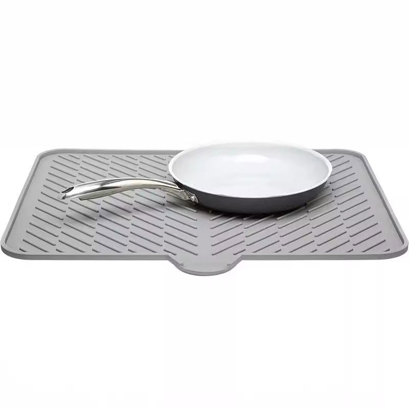 Drainage Silicone Pad for Kitchen with Outlet and Drainage Tray Silicone Mats