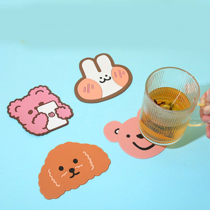 Rabbit, Dog, and Bear-shaped Silicone Coasters - Anti-slip, Heat Resistant, and Hot Surface Protection for Dining Tables