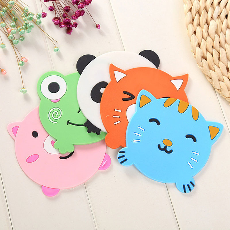 Cute Cartoon Anti-Slip and Heat Insulation Silicone Mats of Kittens, Frogs, Pandas and Piglets