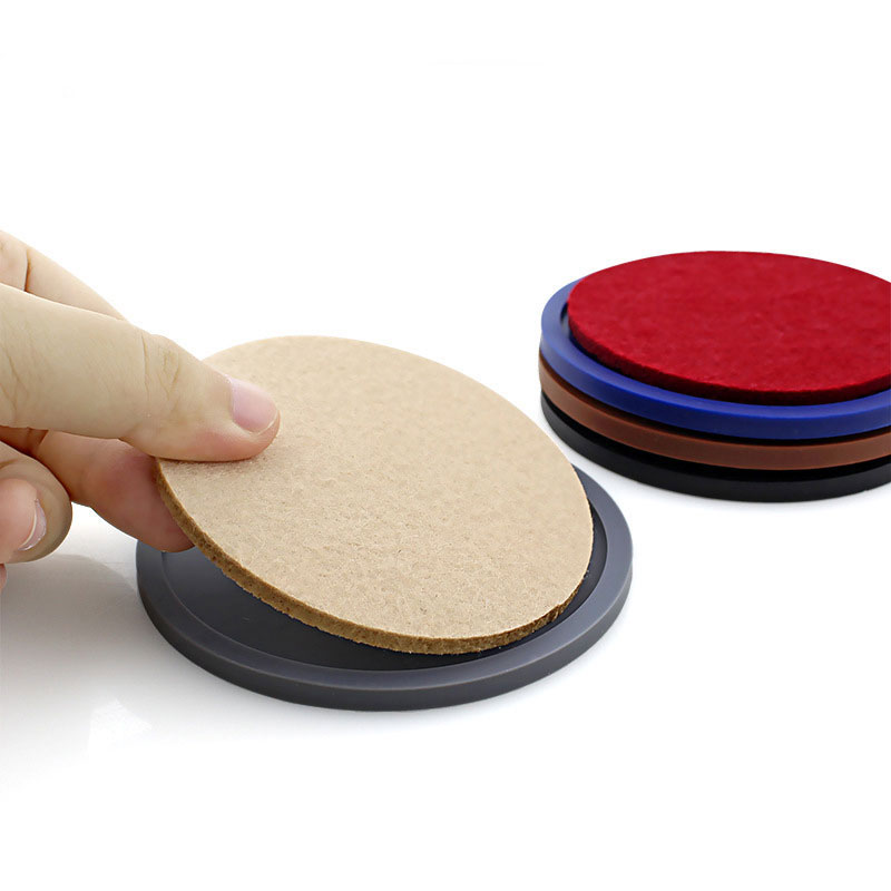 Water-Absorbent Felt-Backed Silicone Coasters with Heat Insulation and Anti-Slip Silicone Pads