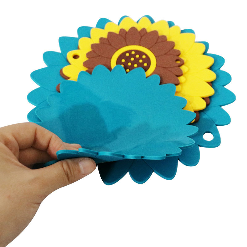Cartoon Sunflower High-Temperature Resistant Heat Insulation Silicone Mats for Casserole Tabletops