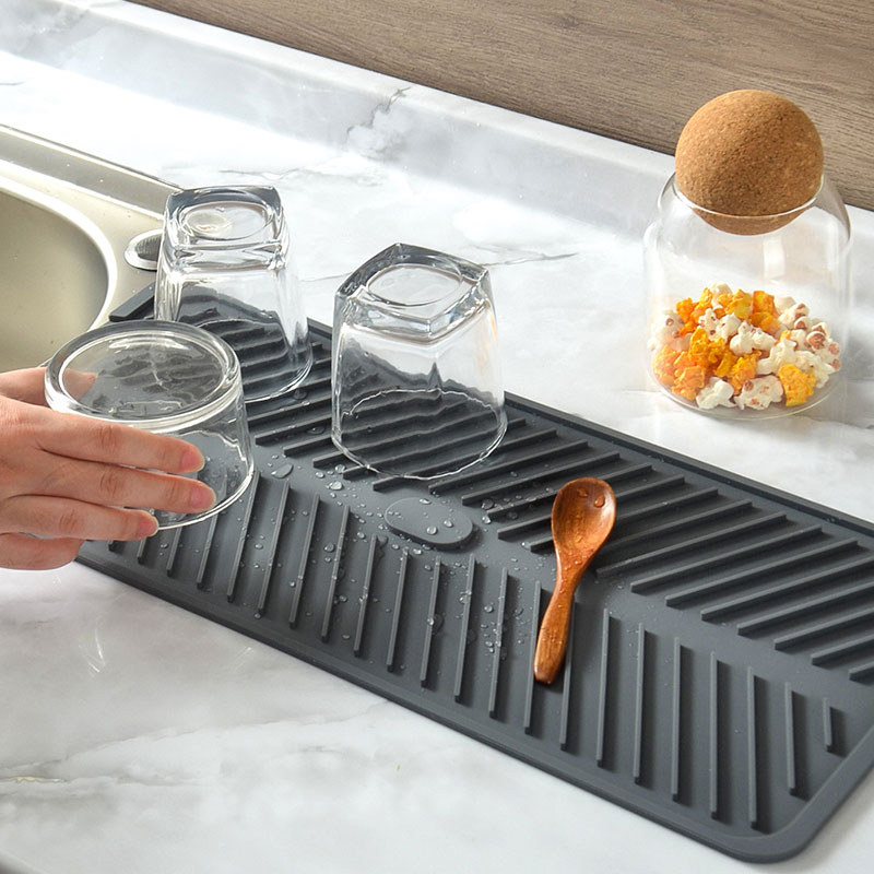 Silicone Mats with Water Collection Groove for Drainage, Heat Dissipation and Heat Insulation, Special for Kitchen