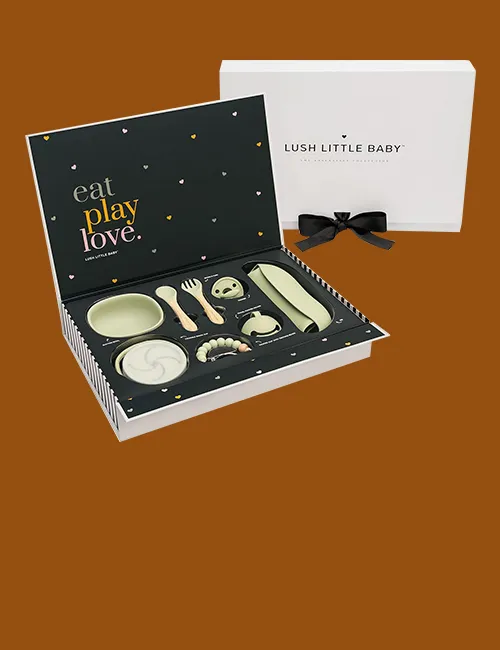 8 Piece Silicone Feeding & Soothing Baby Gift Set Gift Box