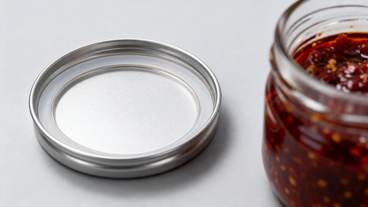 Flat silicone gasket seated in the circumferential groove of a jar lid near the rim